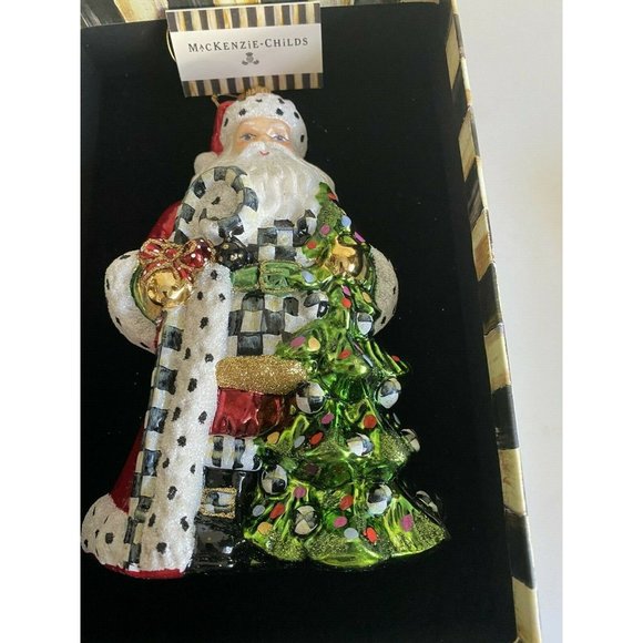 MacKenzie-Childs Other - MacKenzie CHILDS Poland glass TREE FARM SANTA New 53913-119  Christmas Ornament